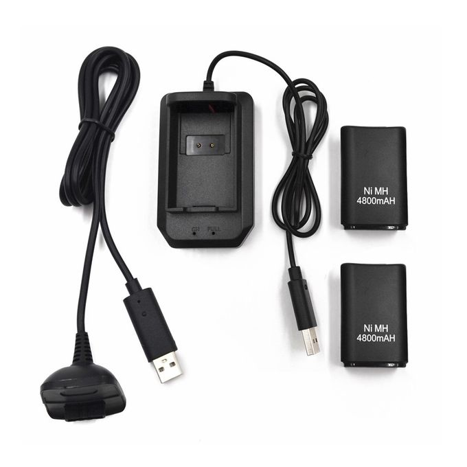 ⚡ Kit Double Batteries 4800mAh + Chargeur + Câble USB – Pour Manette Xbox 360 🎮