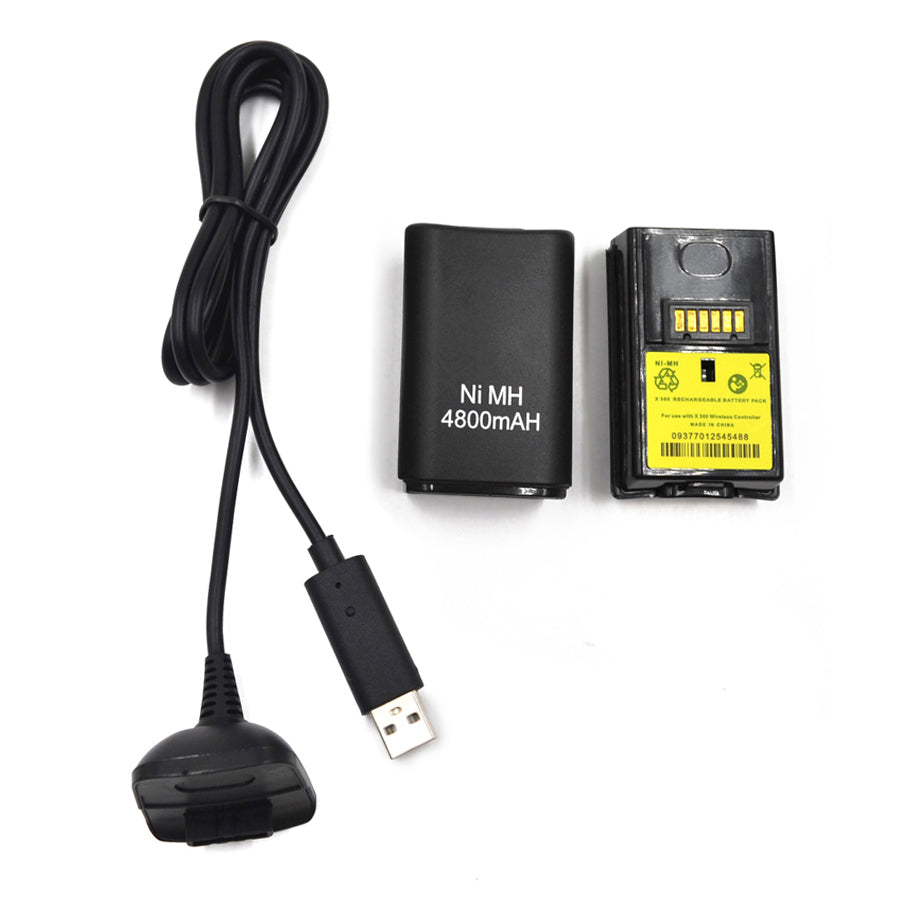 For Xbox 360 Rechargeable 4800mah-2 Batteries+1 USB Cable