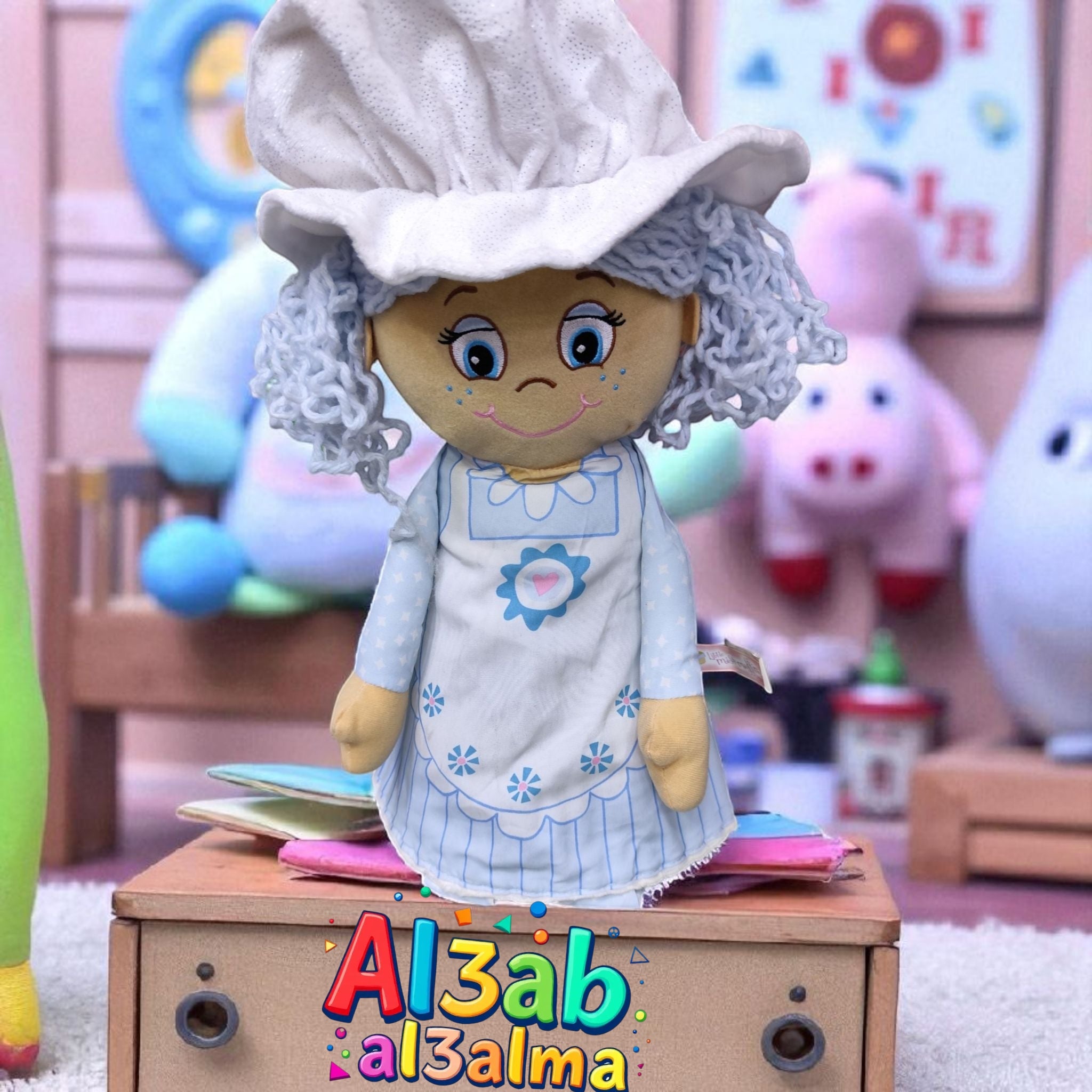 🎭 دمية القماش بجودة عالية – مرنة ومناسبة للتمثيل المسرحي 🌼💛LITTLE MISS MUFFIN